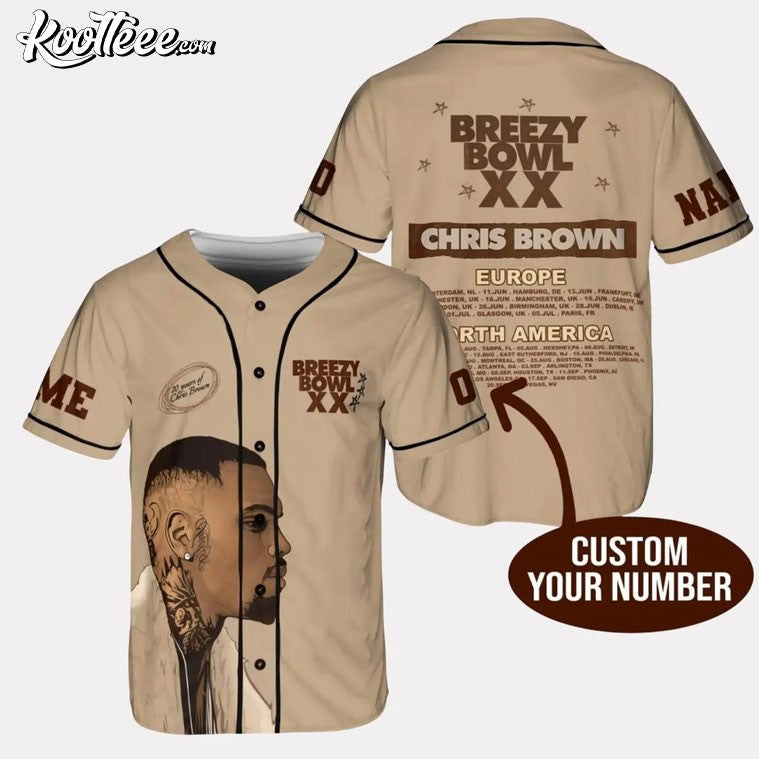 Chris Brown Breezy Bowl XX Tour Custom Baseball Jersey baseball jersey product view 1