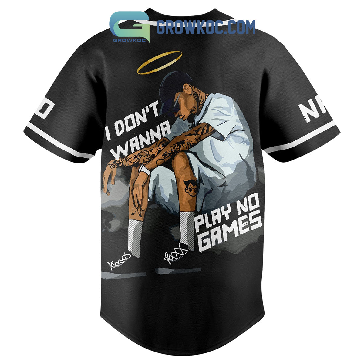 Chris Brown Play No Games Personalized Baseball Jersey baseball jersey product view 2