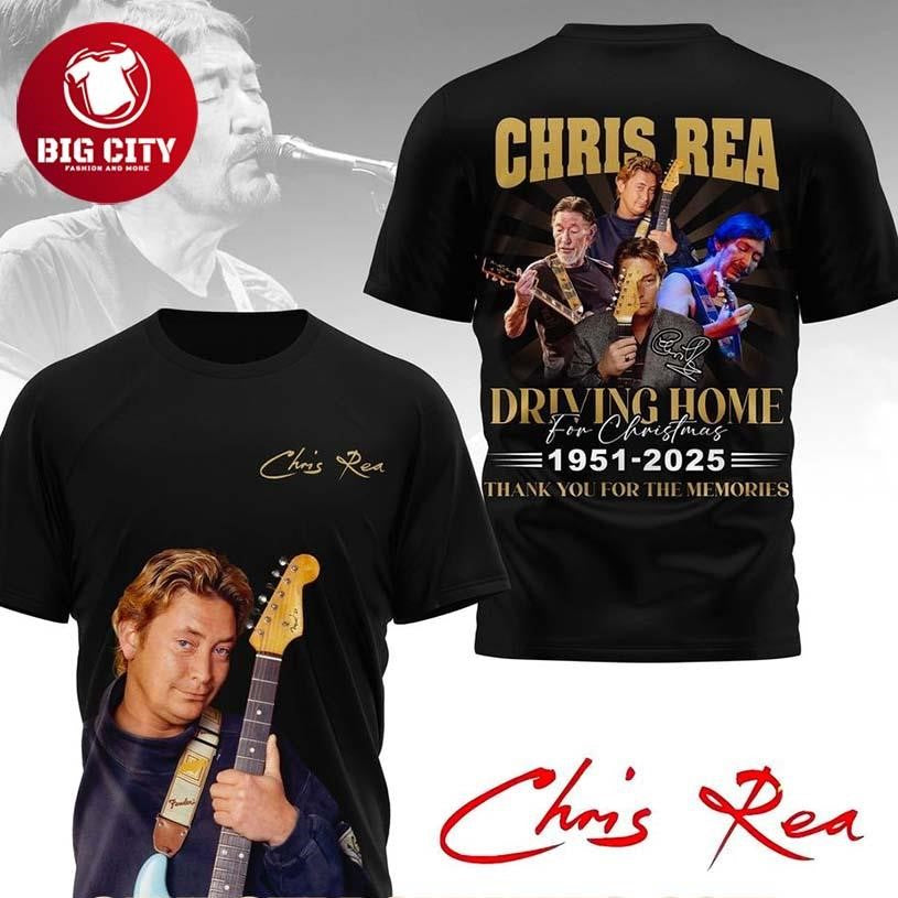 Chris Rea Driving Home For Christmas 1951-2025 Thank You For The Memories Two Sided Shirt Unisex T-shirt, Sweatshirt, Hoodie, Long Sleeve Tee - T-Shirt, Sweatshirt, Hoodie
