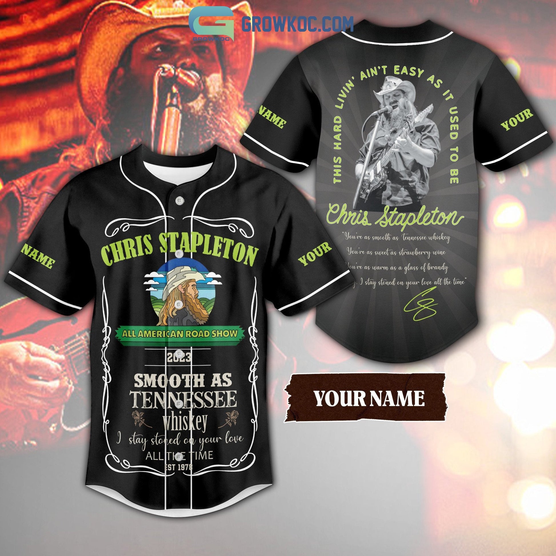 Chris Stapleton All American Road Show 2023 Personalized Baseball Jersey baseball jersey product view 1
