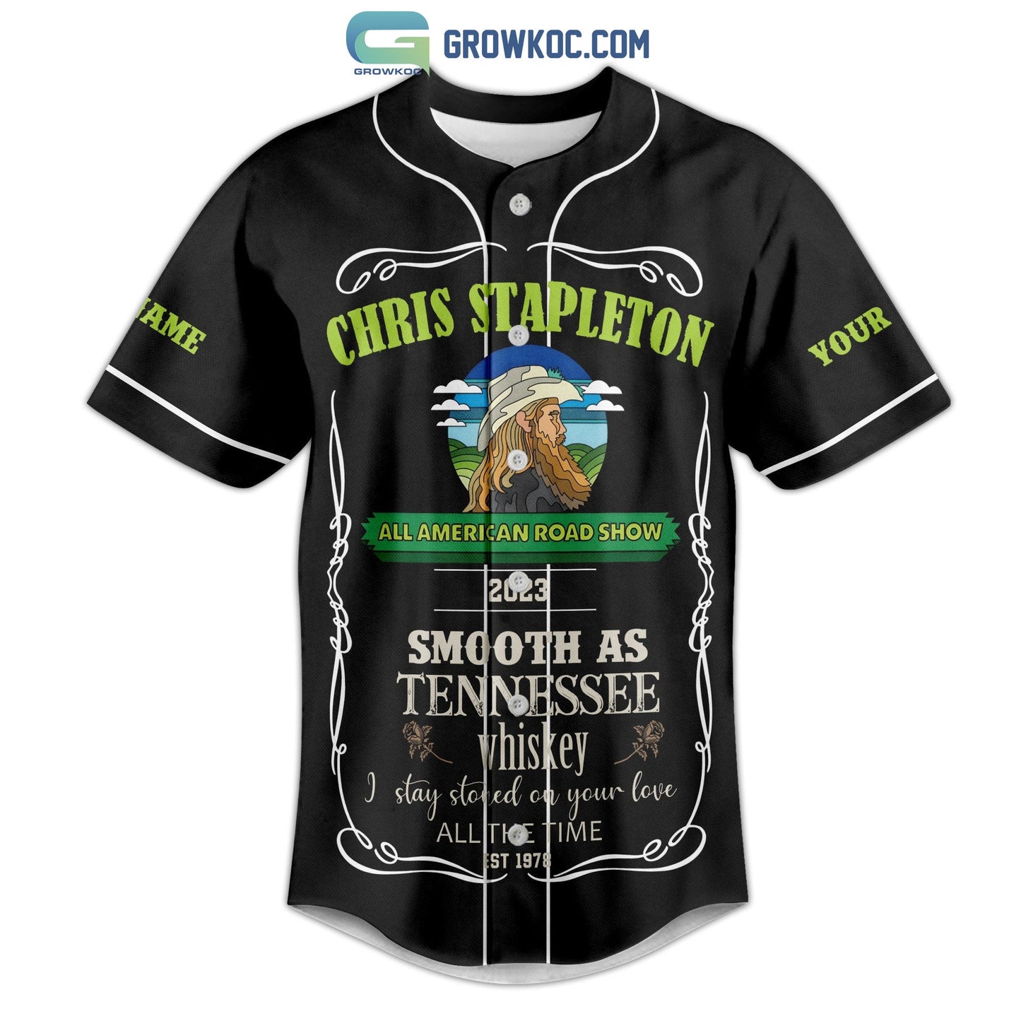 Chris Stapleton All American Road Show 2023 Personalized Baseball Jersey baseball jersey product view 2