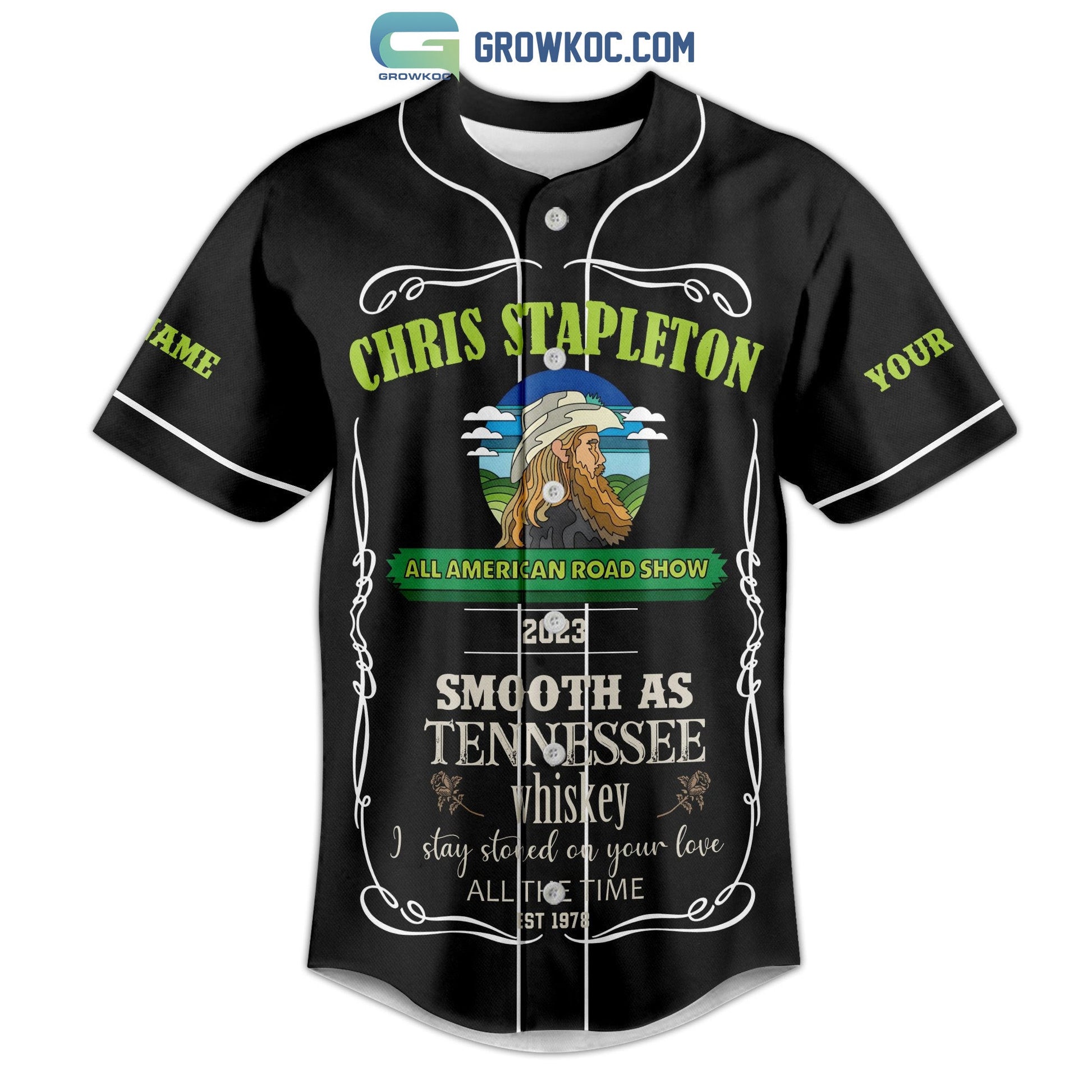 Chris Stapleton All American Road Show 2023 Personalized Baseball Jersey baseball jersey product view 2