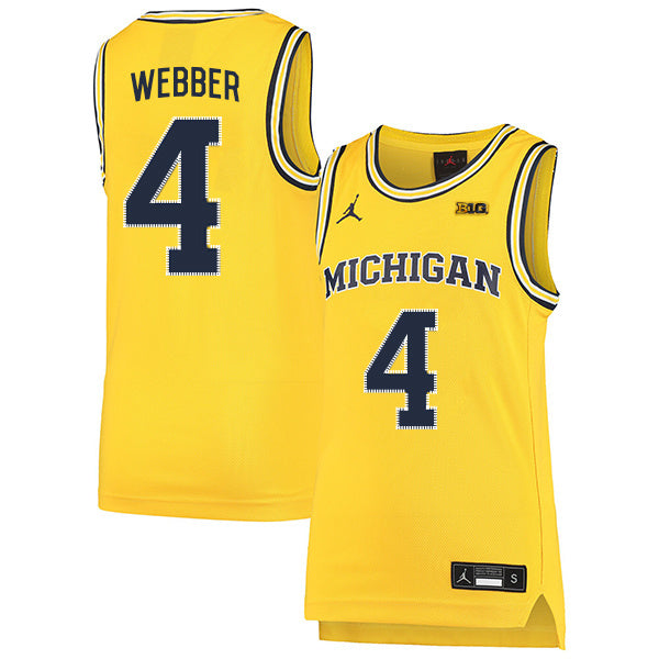 Chris Webber 4 Yellow College Football Jersey football jersey product view 1