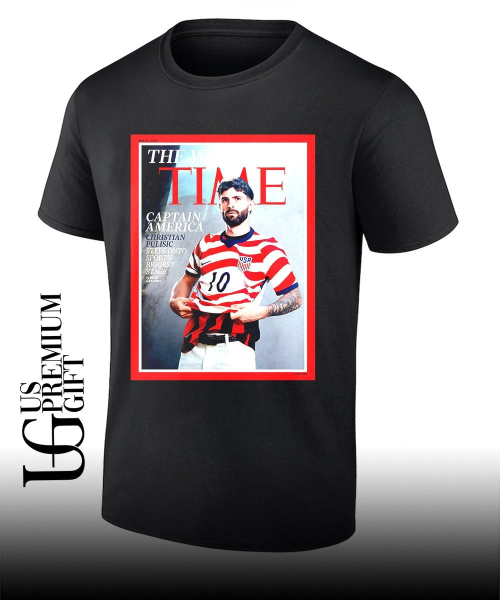 Christian Pulisic Captain America Time The World Cup Amazing shirt Unisex T-shirt, Sweatshirt, Hoodie, Long Sleeve Tee - T-Shirt, Sweatshirt, Hoodie