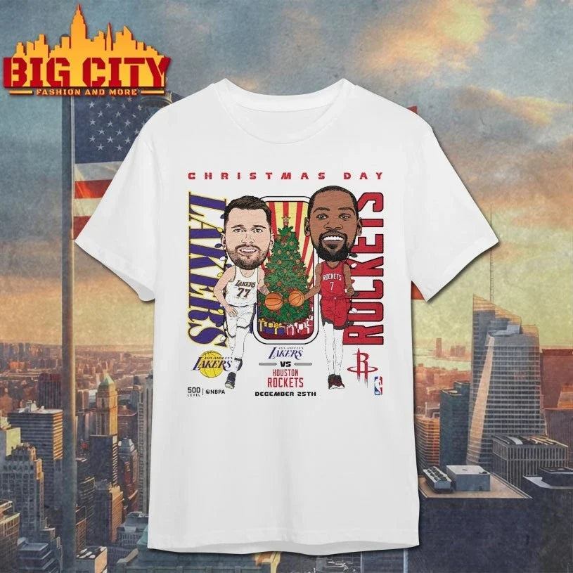 Christmas Day 2025 NBA Matchup Lakers Vs. Rockets shirt Unisex T-shirt, Sweatshirt, Hoodie, Long Sleeve Tee - T-Shirt, Sweatshirt, Hoodie