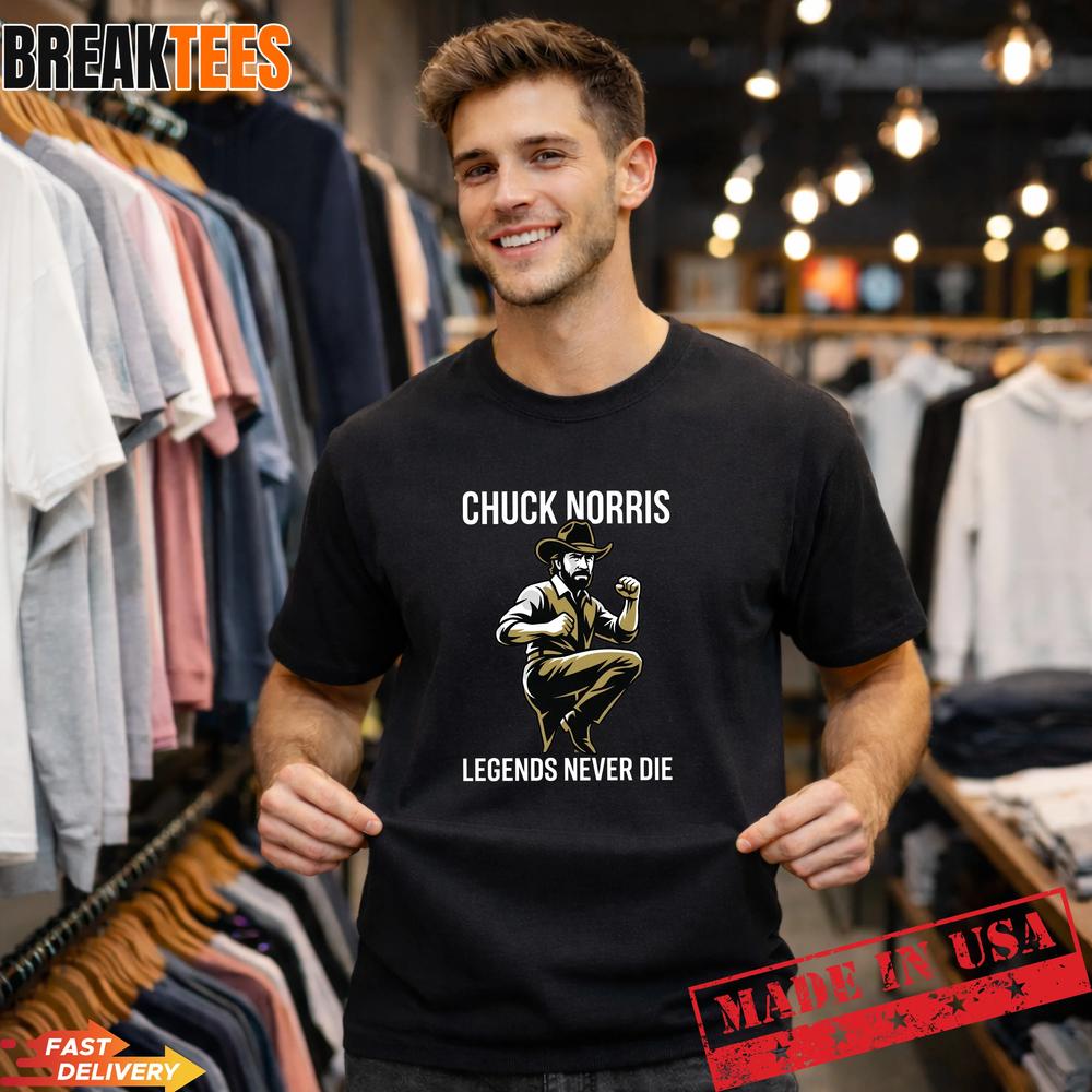 Chuck Norris Legend Never Dies Minimal Vector Tribute Fan T-Shirt Unisex T-shirt, Sweatshirt, Hoodie, Long Sleeve Tee - T-Shirt, Sweatshirt, Hoodie