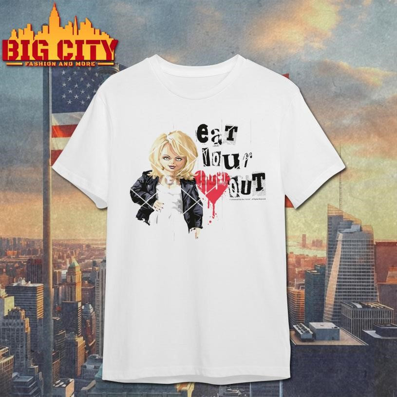 Chucky Tiffany Valentine Eat Your Out Dripping Heart Shirt Unisex T-shirt, Sweatshirt, Hoodie, Long Sleeve Tee - T-Shirt, Sweatshirt, Hoodie