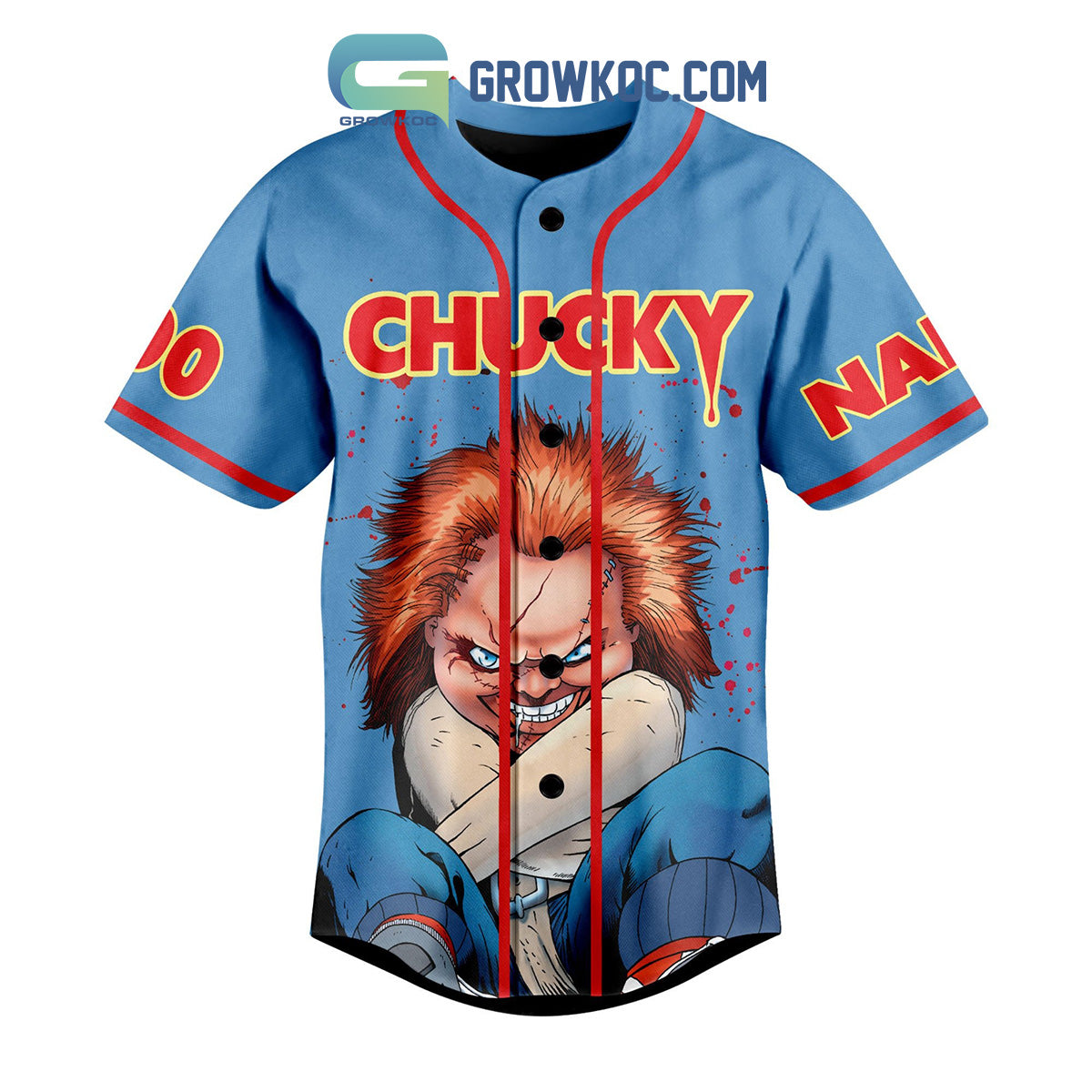 Chucky Wanna Play Horror Movies Personalized Baseball Jersey baseball jersey product view 1