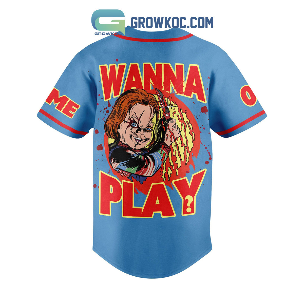 Chucky Wanna Play Horror Movies Personalized Baseball Jersey baseball jersey product view 3