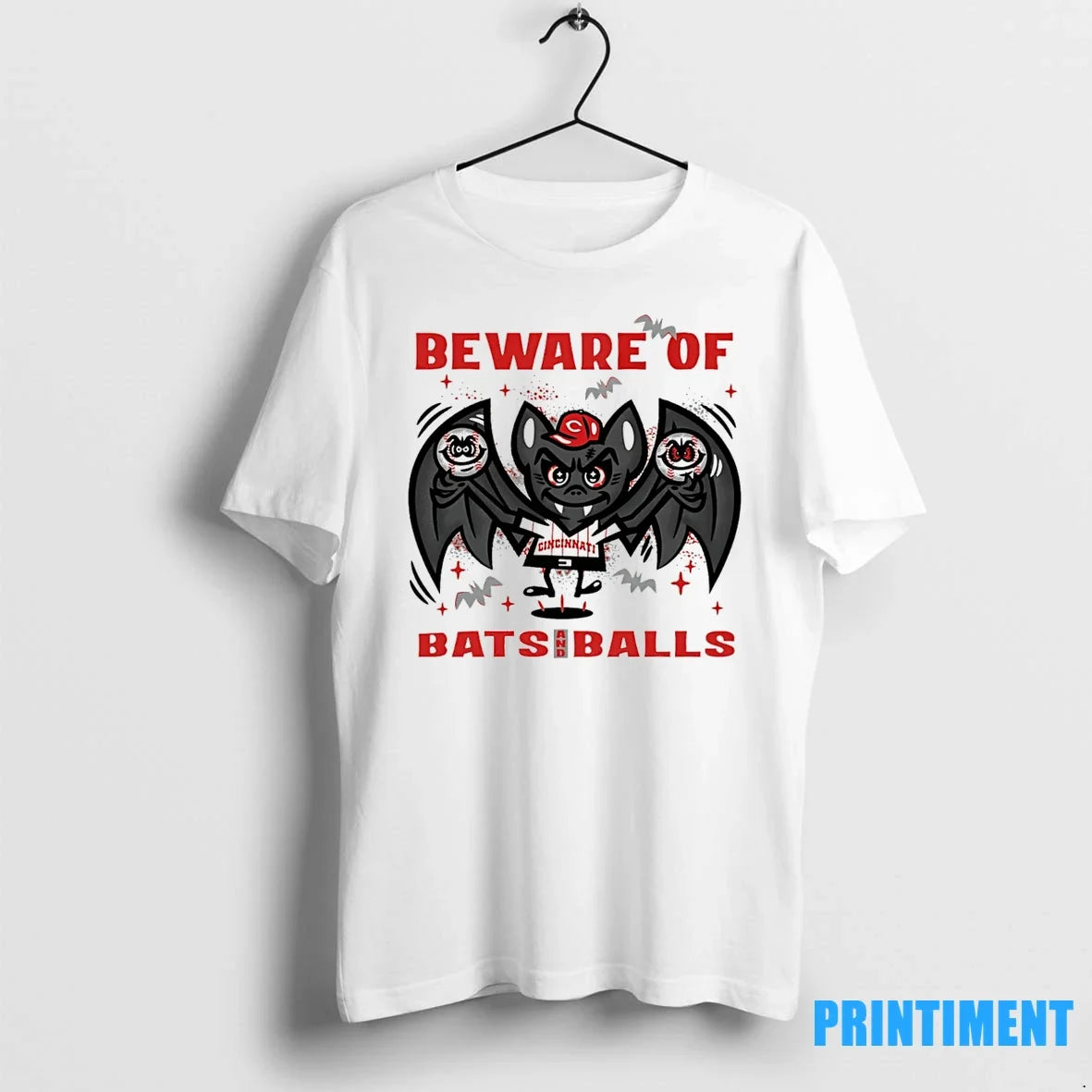 Cincinnati Reds Beware Of Bats And Balls October Halloween Tshirts Sweater Unisex T-shirt, Sweatshirt, Hoodie, Long Sleeve Tee - T-Shirt, Sweatshirt, Hoodie