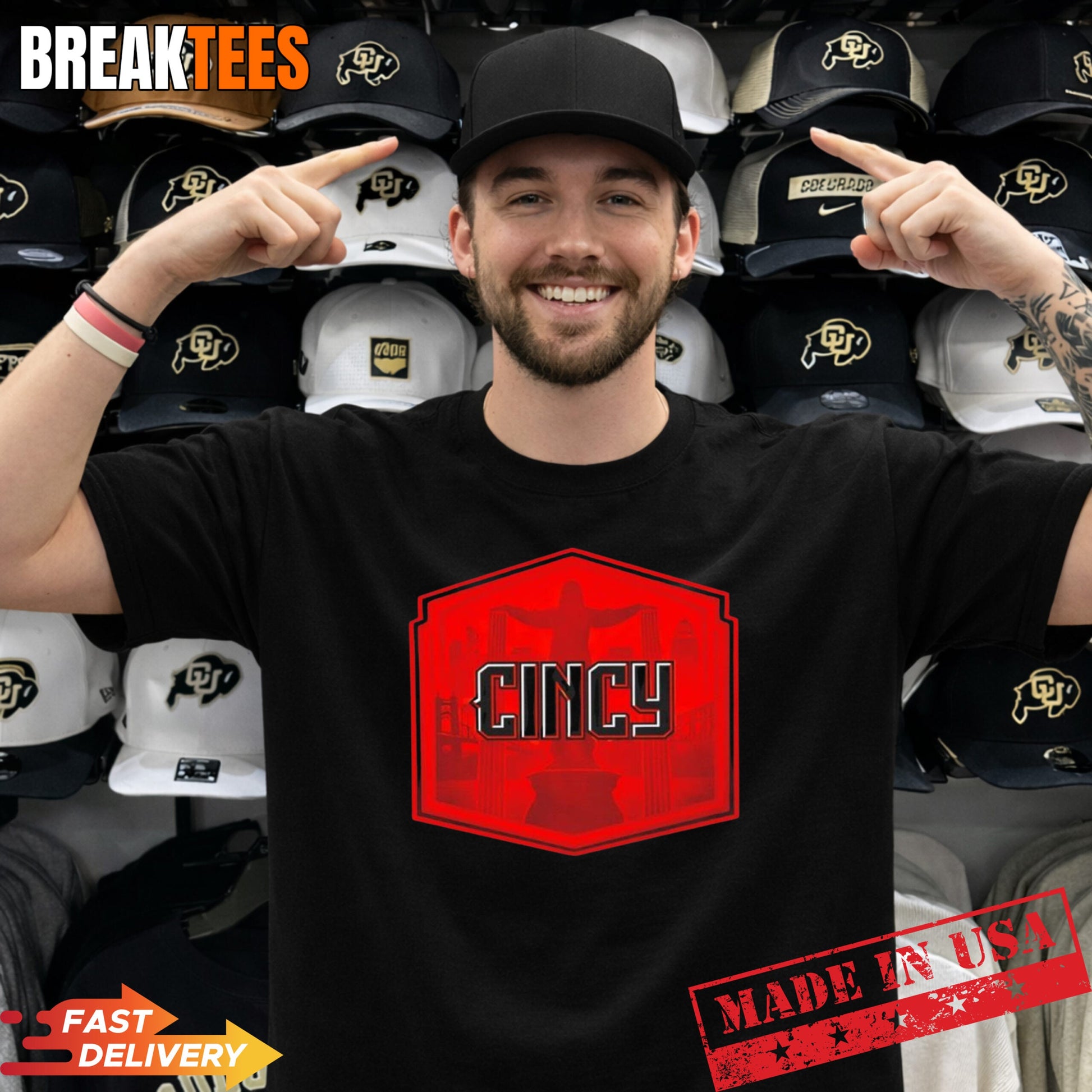 Cincinnati Reds MLB city connect Cityscape Badge t-shirt Unisex T-shirt, Sweatshirt, Hoodie, Long Sleeve Tee - T-Shirt, Sweatshirt, Hoodie