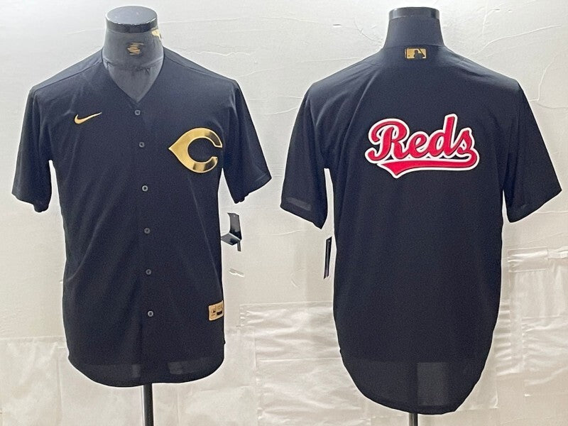 Cincinnati Reds Black Gold 4 Edition Style 4 Baseball Jersey baseball jersey product view 1