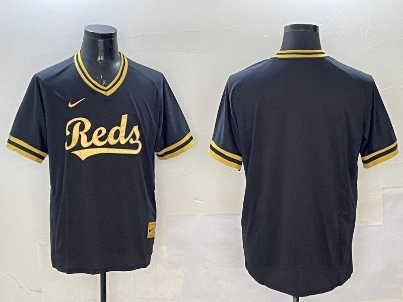 Cincinnati Reds Reds Black Gold Adult Style 2 Baseball Jersey baseball jersey product view 1