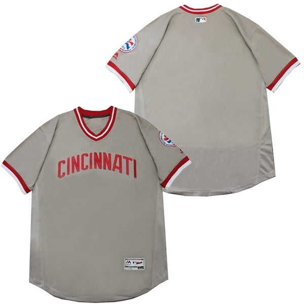 Cincinnati Reds Reds Gray Blank Baseball Jersey baseball jersey product view 1
