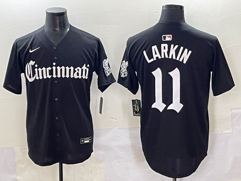 Cincinnati Reds #11 Barry Larkin Reds 5 Collaboration Style 2 Baseball Jersey baseball jersey product view 1