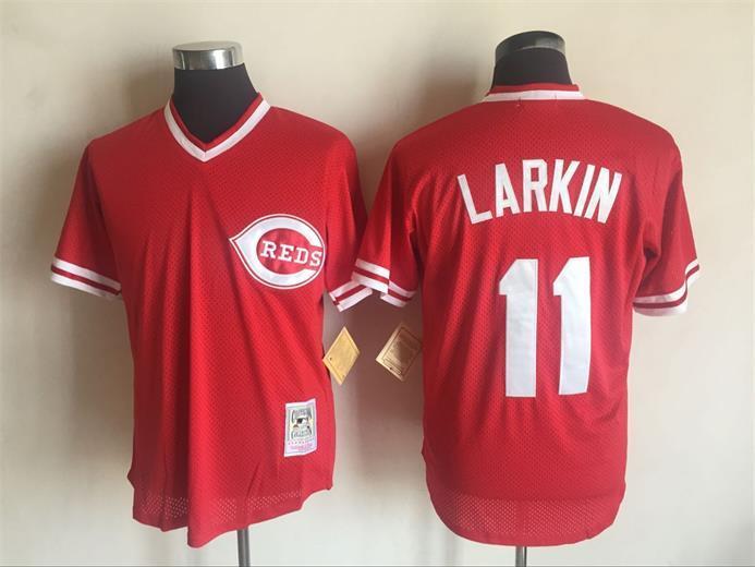 Cincinnati Reds #11 Barry Larkin Style 4 Baseball Jersey baseball jersey product view 1