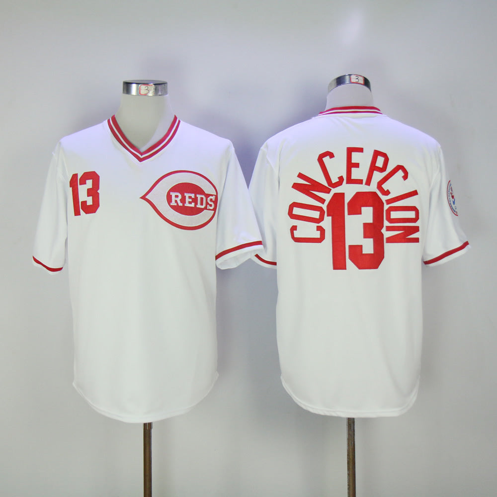 Cincinnati Reds #13 Reds 13 White Pullover Retro Baseball Jersey baseball jersey product view 1