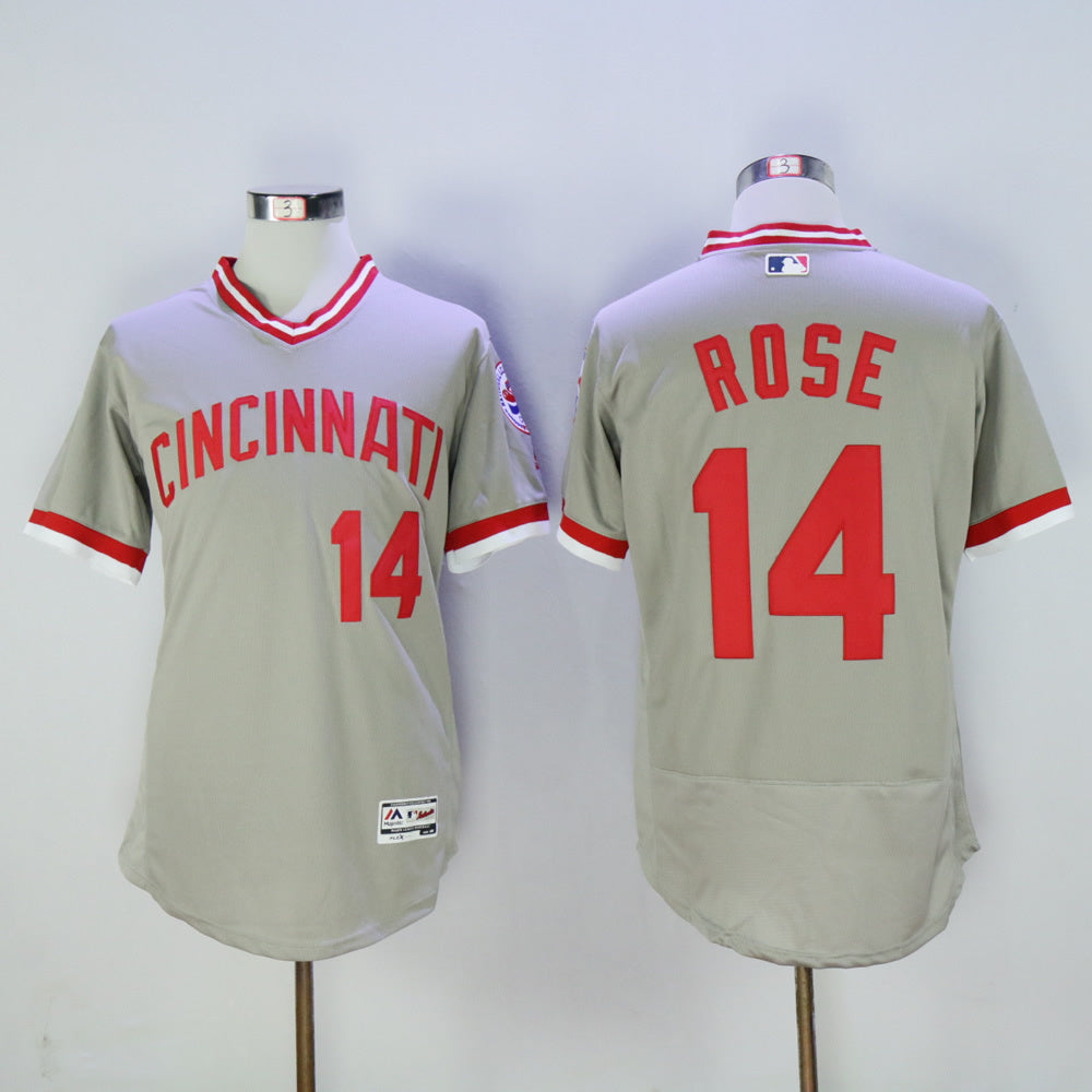 Cincinnati Reds #14 Pete Rose Reds 14 Gray 1976 Retro Pullover 2016 Player Version Baseball Jersey baseball jersey product view 1