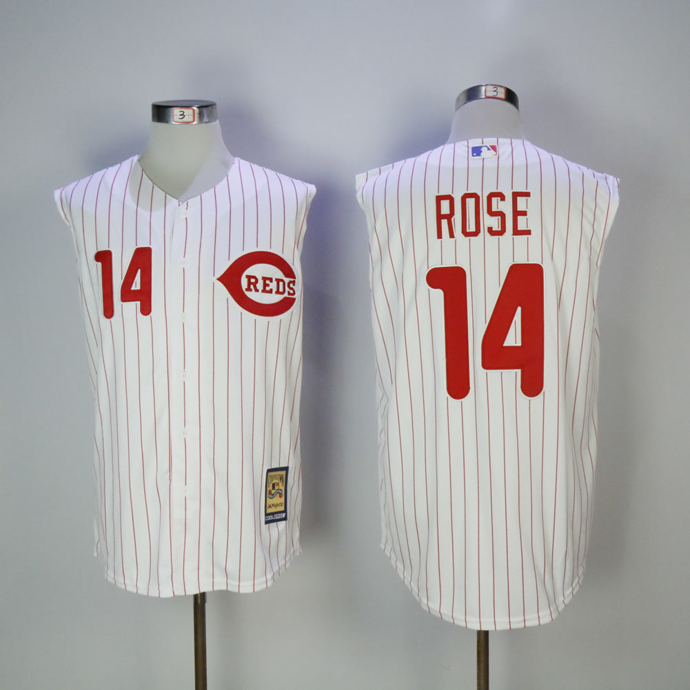 Cincinnati Reds #14 Pete Rose Reds 14 White Red Retro Baseball Jersey baseball jersey product view 1