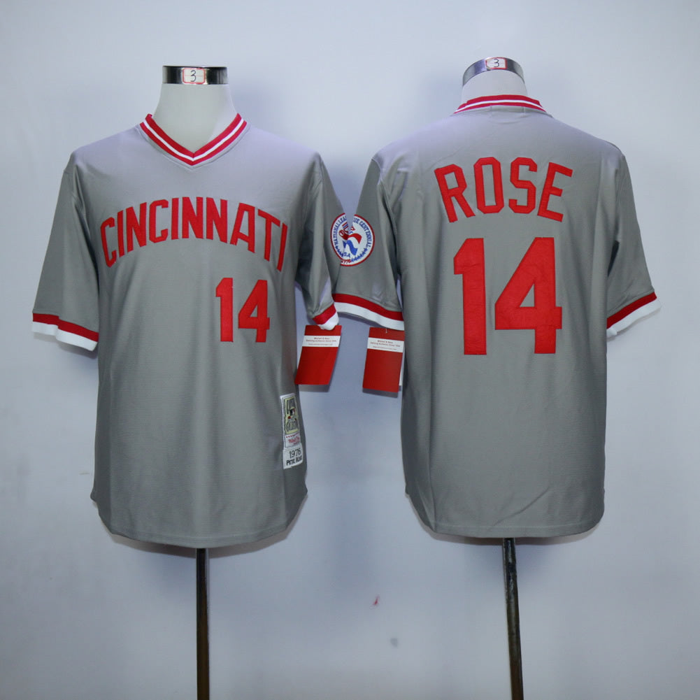 Cincinnati Reds #14 Pete Rose Reds 14# Gray Retro 1976 1 Baseball Jersey baseball jersey product view 1