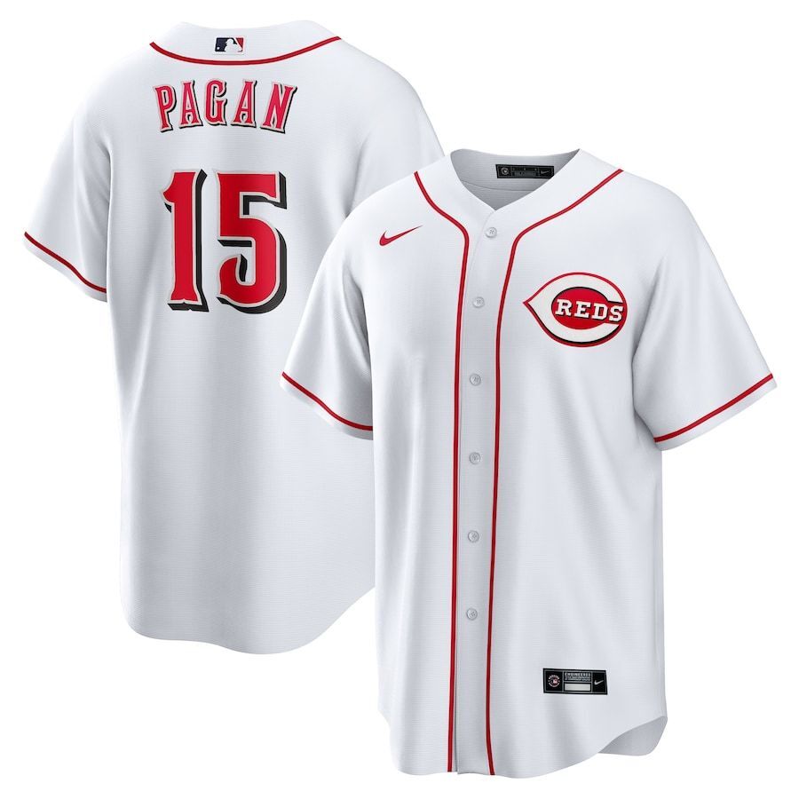 Cincinnati Reds #15 Emilio Pagan Home Replica Jersey - White Style 1 Baseball Jersey baseball jersey product view 1