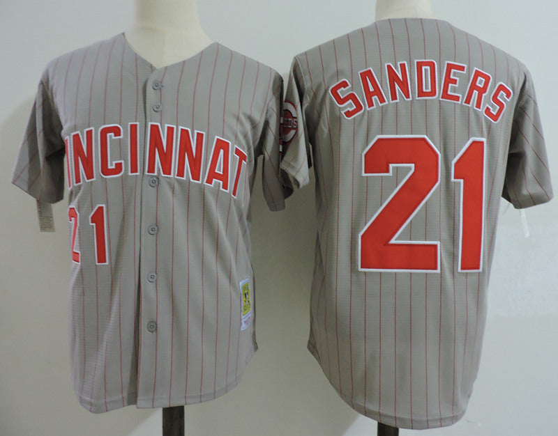 Cincinnati Reds #21 Deion Sanders Style 3 Baseball Jersey baseball jersey product view 1