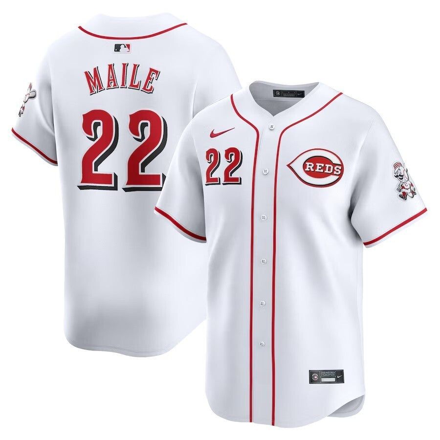 Cincinnati Reds #22 Luke Maile Home Limited Player Jersey - White Baseball Jersey baseball jersey product view 1