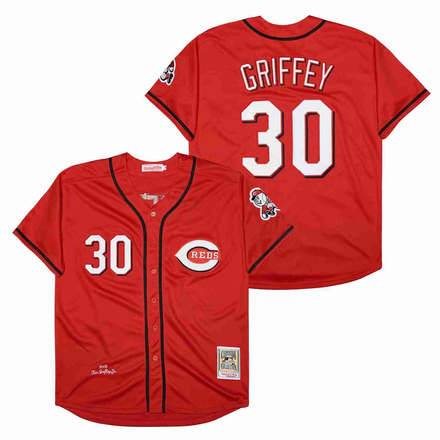 Cincinnati Reds #30 Ken Griffey Jr. Reds 30 Red 2005 Retro Baseball Jersey baseball jersey product view 1
