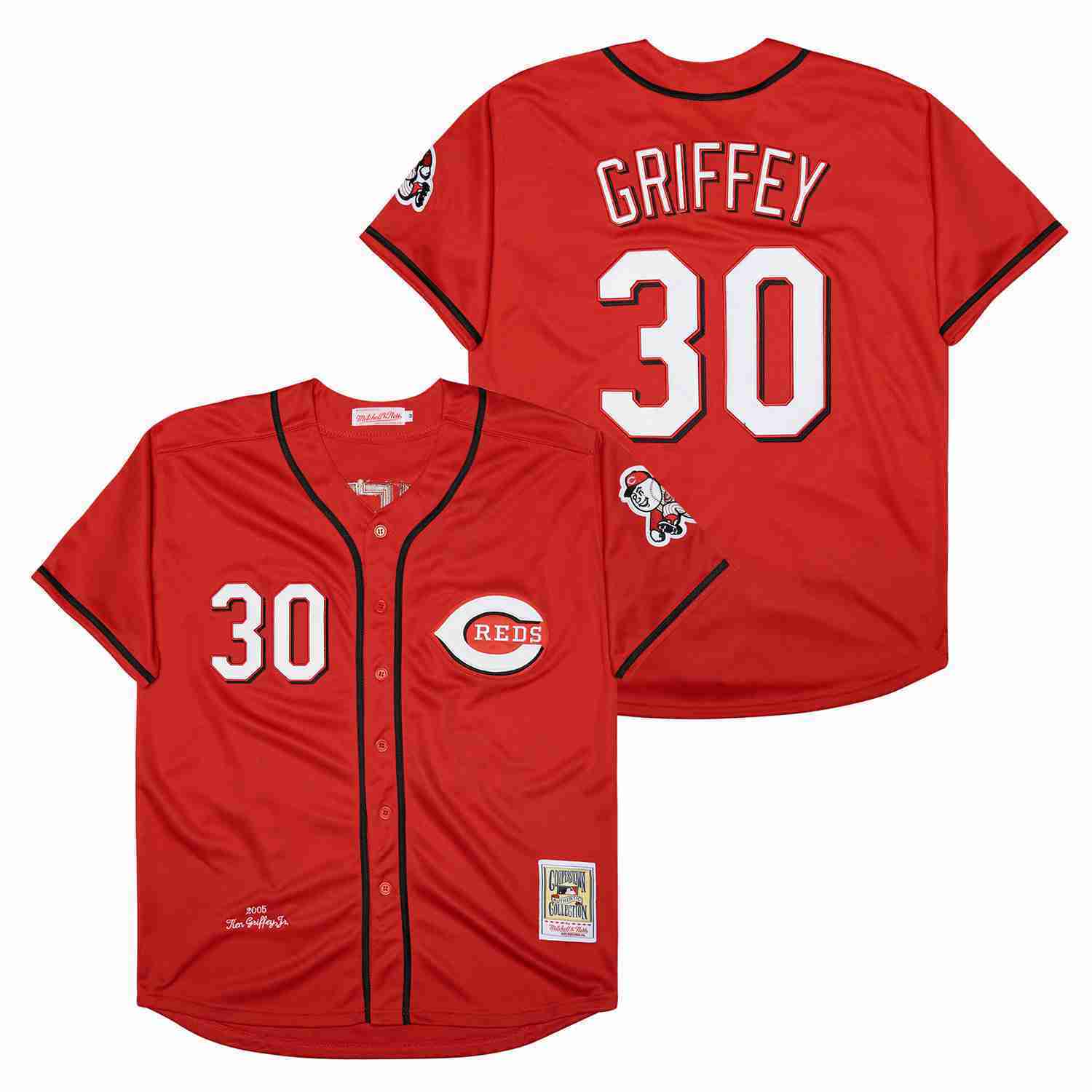 Cincinnati Reds #30 Ken Griffey Jr. Reds 30 Red 2005 Retro Baseball Jersey baseball jersey product view 1