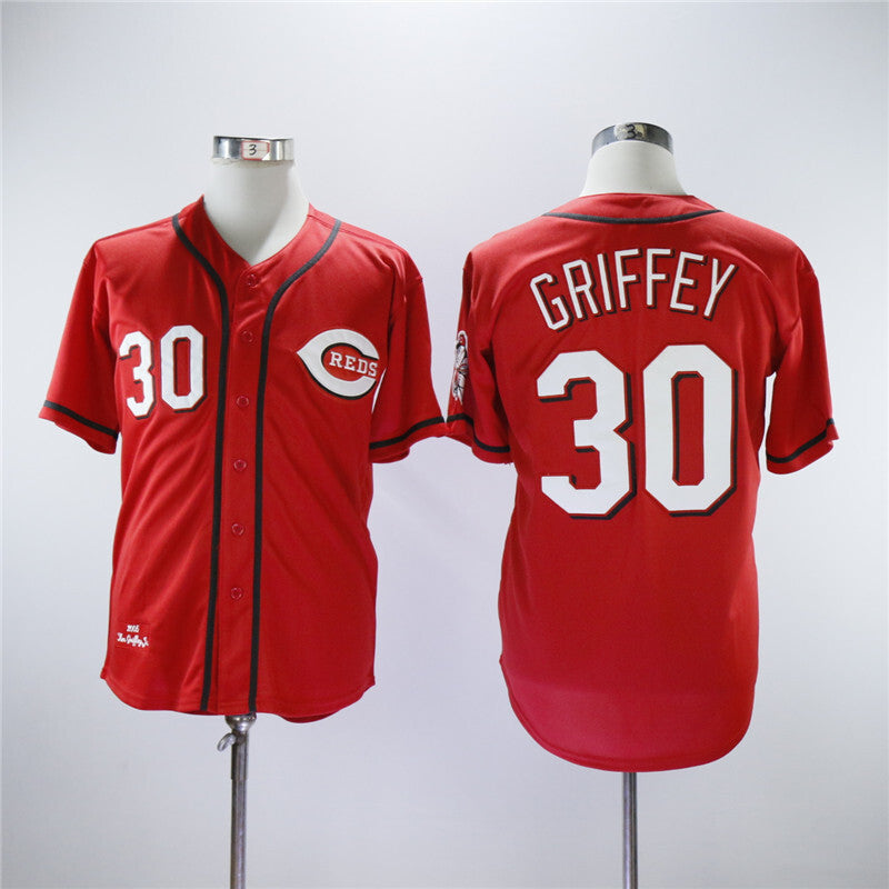 Cincinnati Reds #30 Ken Griffey Jr Reds 30 Red Retro Baseball Jersey baseball jersey product view 1