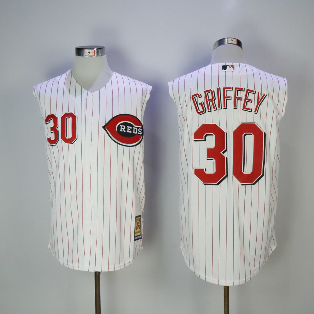 Cincinnati Reds #30 Ken Griffey Jr Reds 30 White Red Retro Baseball Jersey baseball jersey product view 1