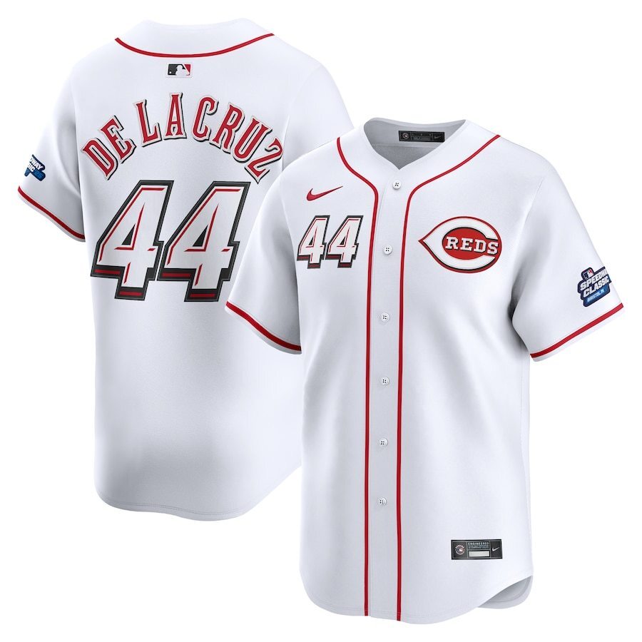 Cincinnati Reds #44 Elly De La Cruz 2025 MLB Speedway Classic Home Limited Player Jersey - White baseball jersey product view 1