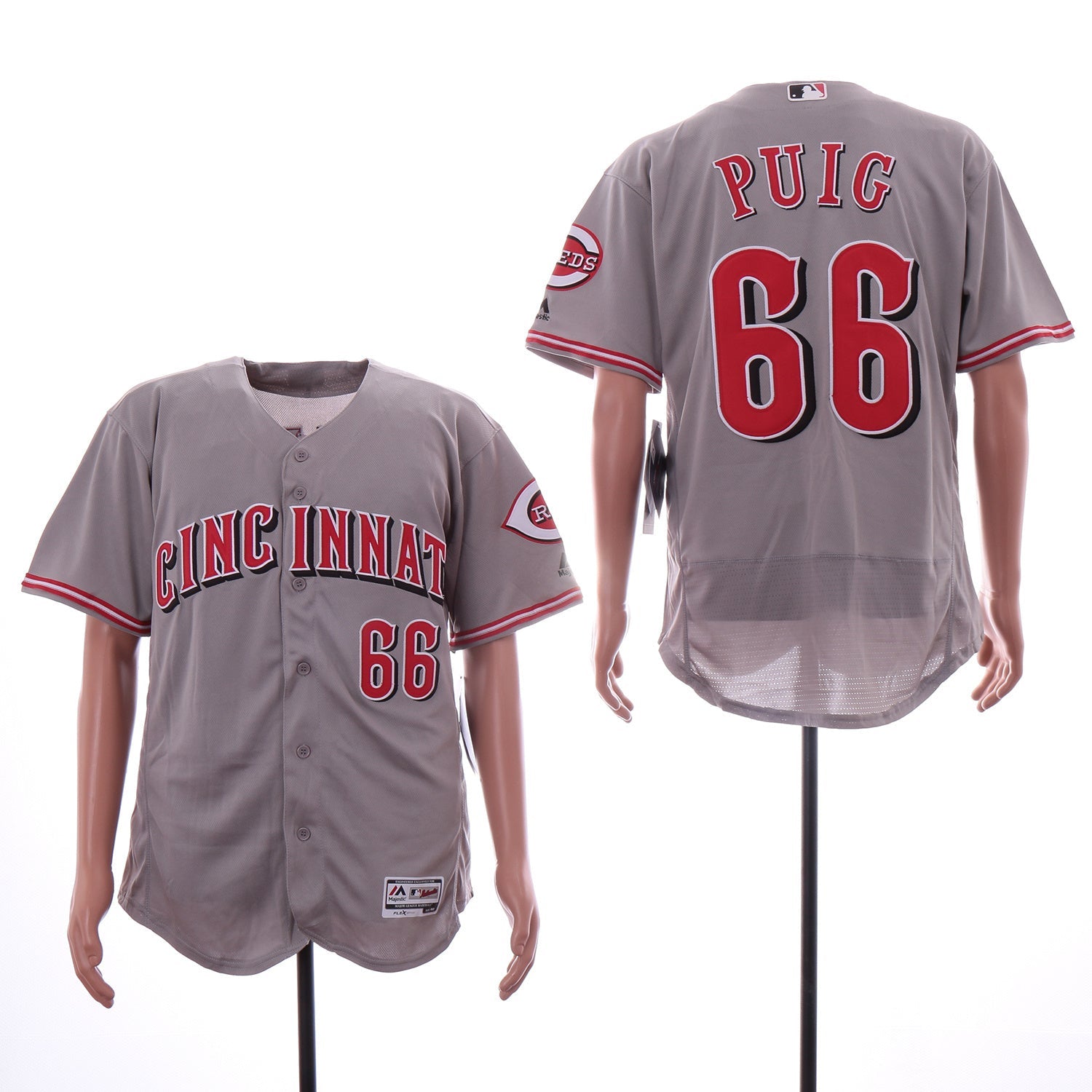 Cincinnati Reds #66 Yasiel Puig Style 4 Baseball Jersey baseball jersey product view 1