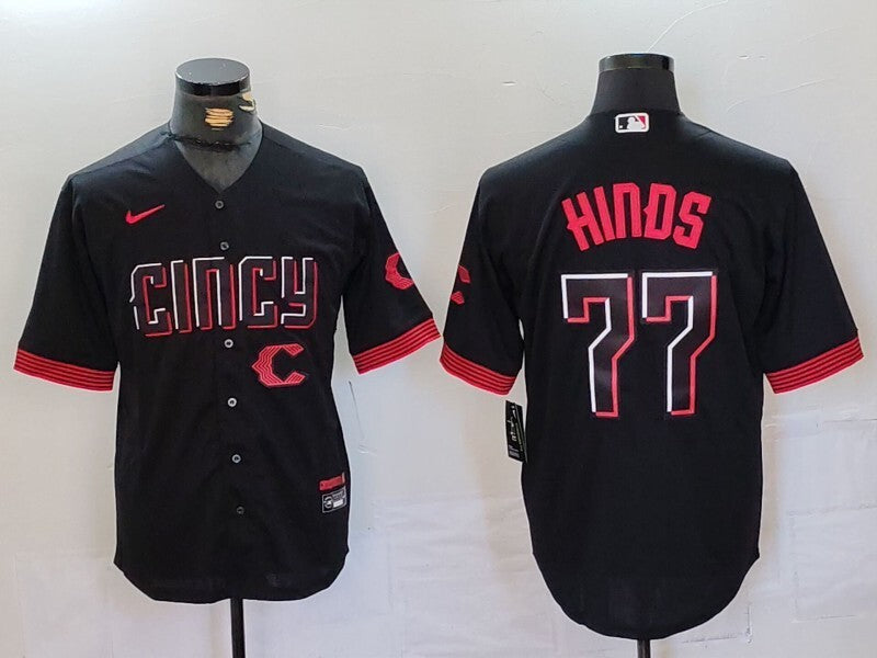 Cincinnati Reds #77 Rece Hinds Reds City Adult Style 1 Baseball Jersey baseball jersey product view 1