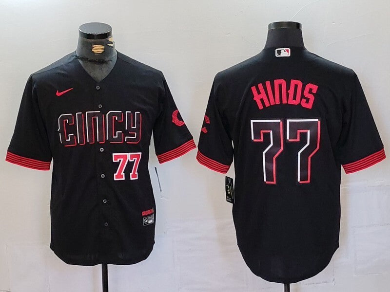 Cincinnati Reds #77 Rece Hinds Reds City Adult Style 3 Baseball Jersey baseball jersey product view 1