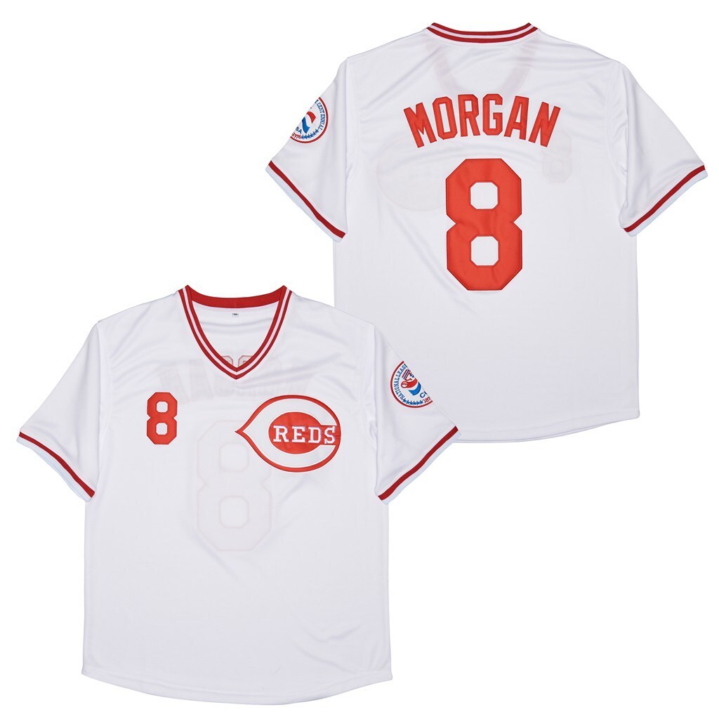 Cincinnati Reds #8 Joe Morgan (4) Reds 8 White Pullover 1976 Retro Baseball Jersey baseball jersey product view 1
