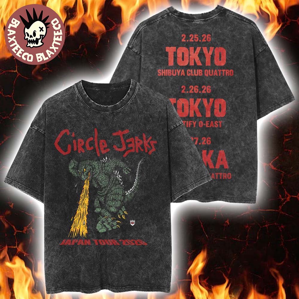Circle Jerks Japan Tour 2026 Merch Godzilla With Dates Vintage Washed T-Shirt Unisex T-shirt, Sweatshirt, Hoodie, Long Sleeve Tee - T-Shirt, Sweatshirt, Hoodie