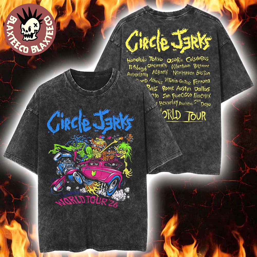 Circle Jerks Pizz Hot Rod 2026 World Tour Merch Mineral Wash T-Shirt Unisex T-shirt, Sweatshirt, Hoodie, Long Sleeve Tee - T-Shirt, Sweatshirt, Hoodie