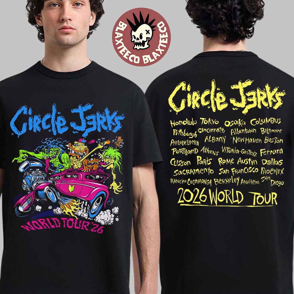 Circle Jerks Pizz Hot Rod 2026 World Tour Merch Two Sided T-Shirt Unisex T-shirt, Sweatshirt, Hoodie, Long Sleeve Tee - T-Shirt, Sweatshirt, Hoodie