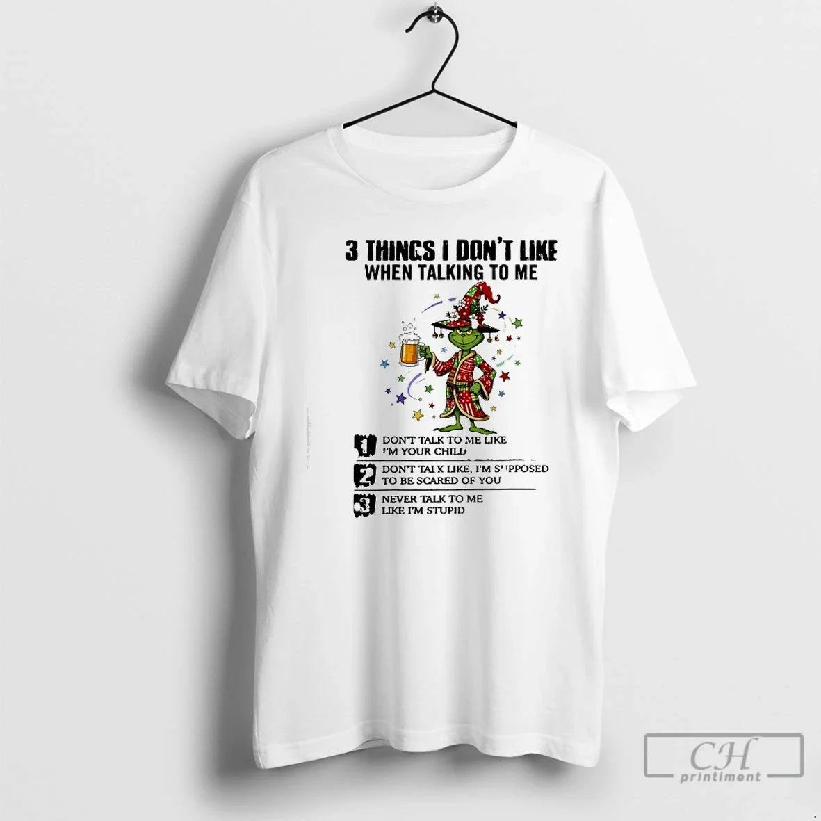 Classic 3 Things I Dont Like When Talking %cf%84%ce%bf Me Grinch Christmas T Shirts Sweater - T-Shirt, Sweatshirt, Hoodie