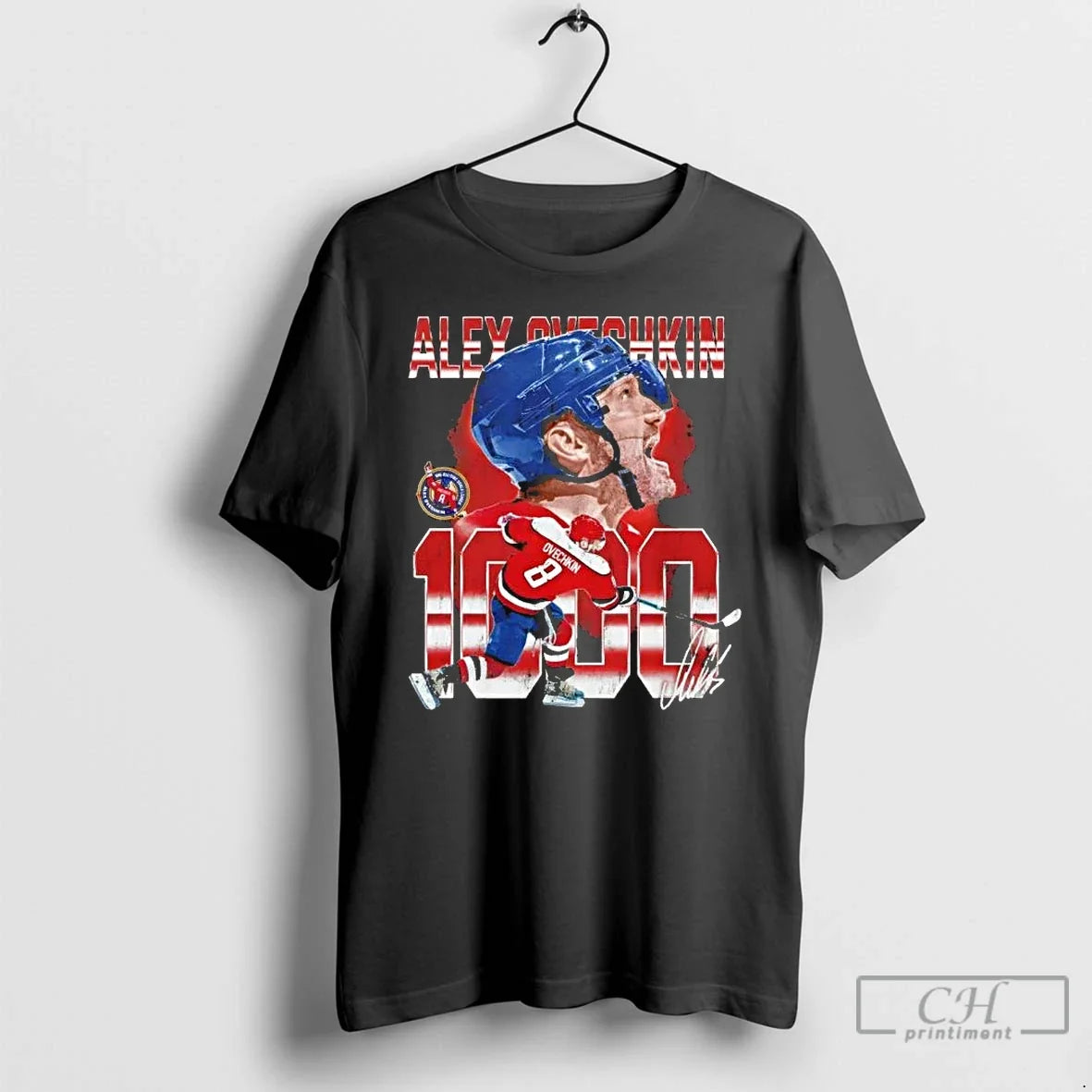 Classic Alex Ovechkin Washington Capitals 1000 Goals Signature Unisex T-shirt, Sweatshirt, Hoodie, Long Sleeve Tee - T-Shirt, Sweatshirt, Hoodie