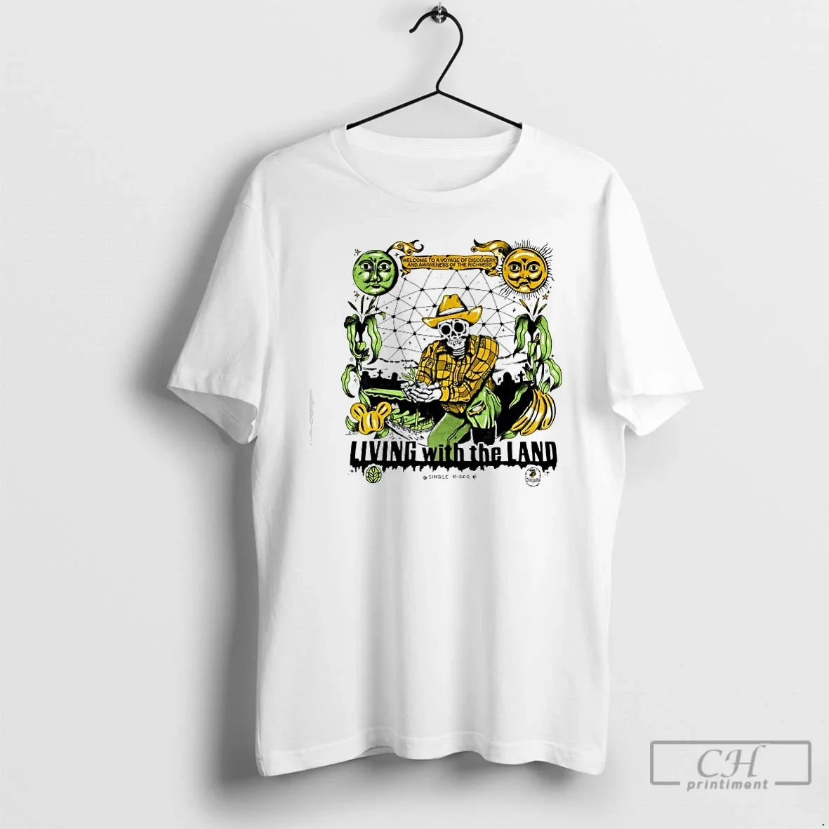 Classic Alex Thomas Single Rider Living With The Land Skeleton Graphic - T-Shirt, Sweatshirt, Hoodie
