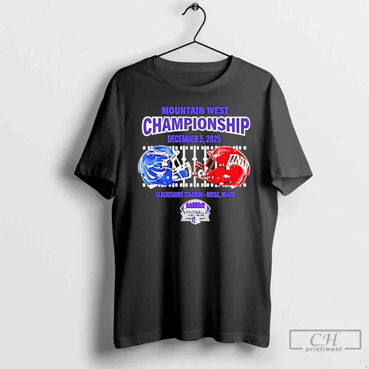 Classic Boise State Vs Unlv 2025 Mountain West Championship Mens Dueling Helmet T Shirts Sweater - T-Shirt, Sweatshirt, Hoodie