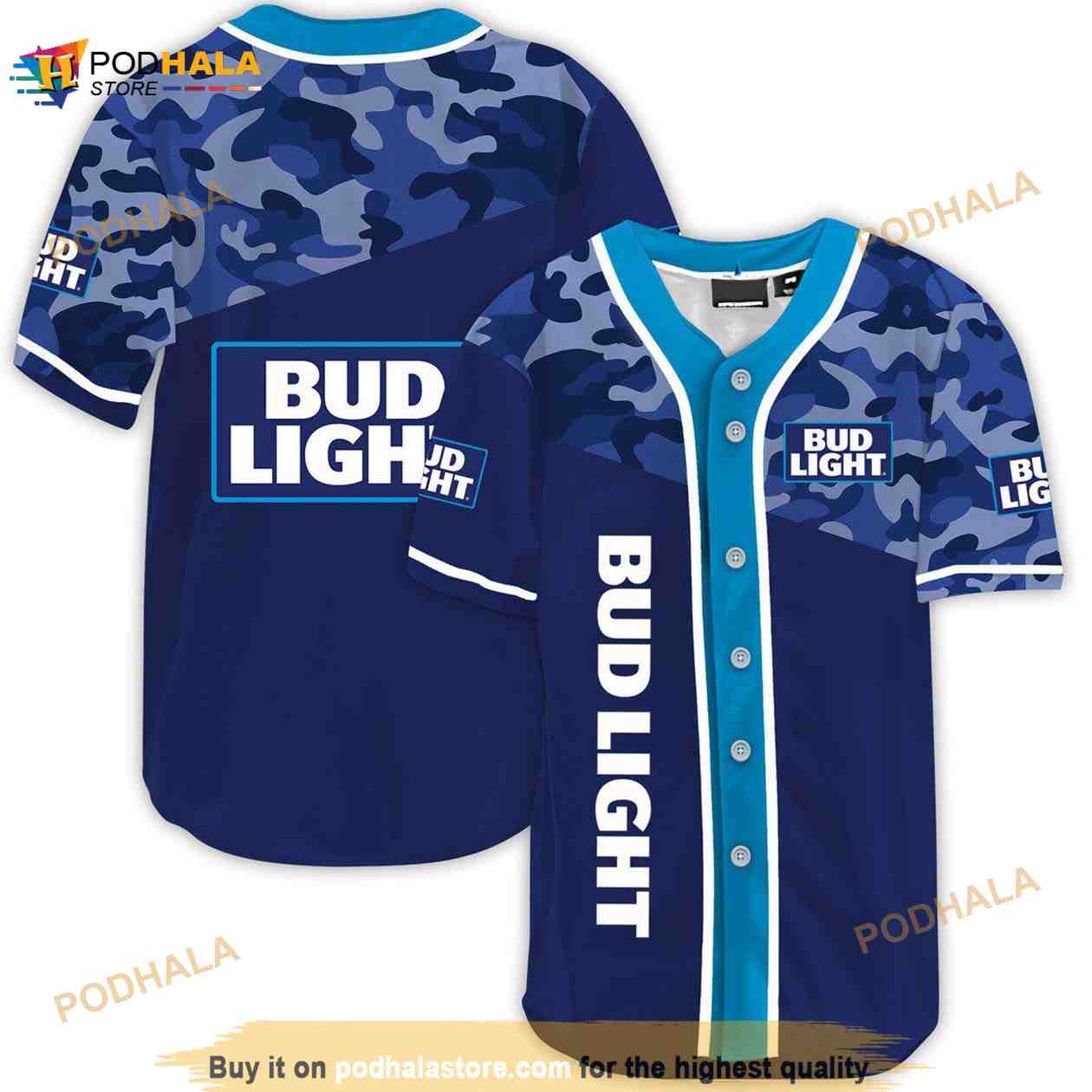 Classic Camouflage Bud Light 3D Baseball Jersey baseball jersey product view 1