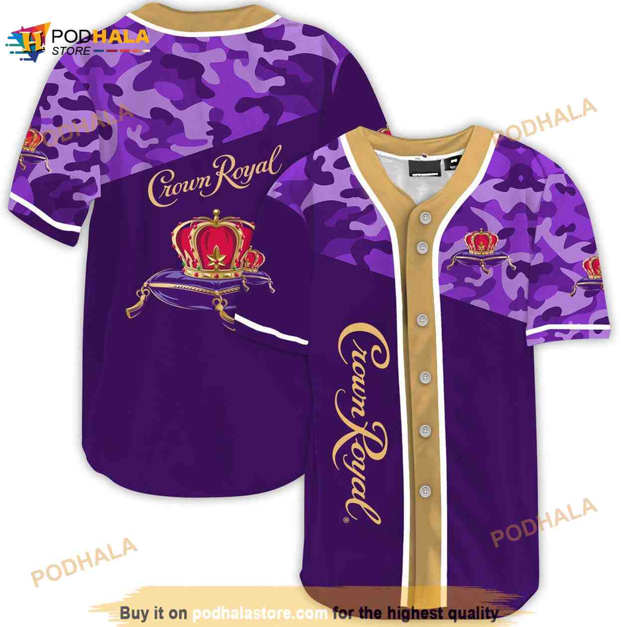 Classic Camouflage Crown Royal 3D Baseball Jersey baseball jersey product view 1