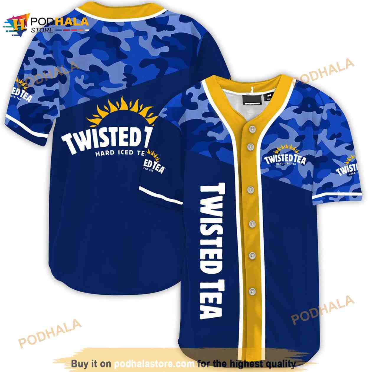 Classic Camouflage Twisted Tea 3D Baseball Jersey baseball jersey product view 1
