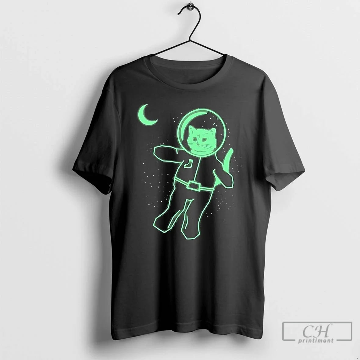 Classic Cat Glow In The Dark Astronaut Unisex T-shirt, Sweatshirt, Hoodie, Long Sleeve Tee - T-Shirt, Sweatshirt, Hoodie