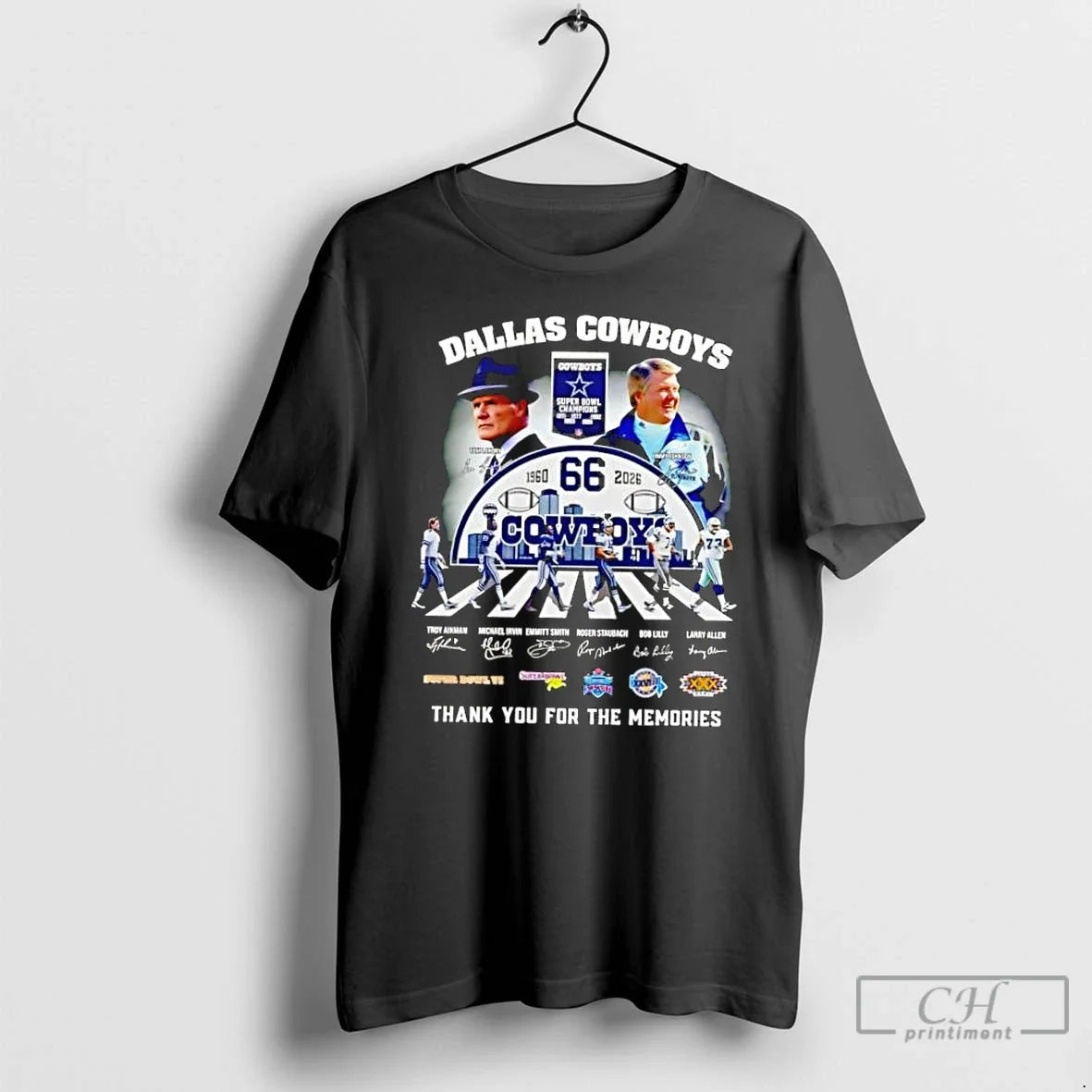 Classic Dallas Cowboys 66 Years Signature Thank You For The Memories - T-Shirt, Sweatshirt, Hoodie