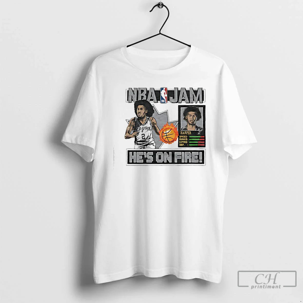 Classic Dylan Harper Nba Jam San Antonio Spurs Basketball Hes On Fire T Shirts Sweater - T-Shirt, Sweatshirt, Hoodie