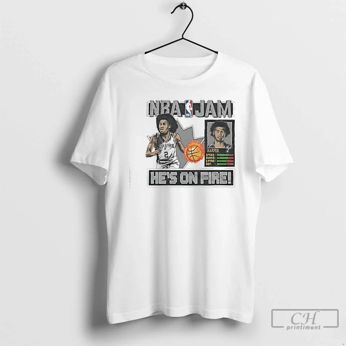Classic Dylan Harper Nba Jam Hes On Fire San Antonio Spurs Basketball T Shirts Sweater - T-Shirt, Sweatshirt, Hoodie
